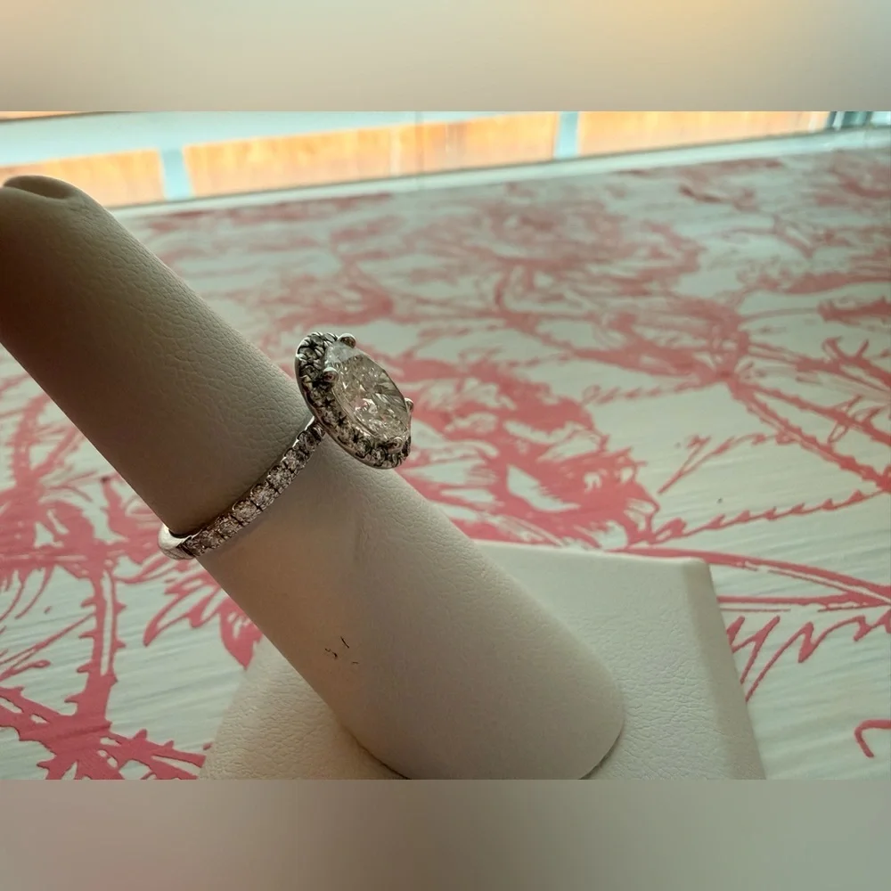 1.55ct Oval Lab Grown Diamond Halo Ring E VVS2 IGI Size 5 Engagement